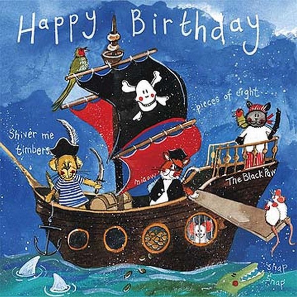 Alex Clark Happy Birthday Karte - Pirate Pets
