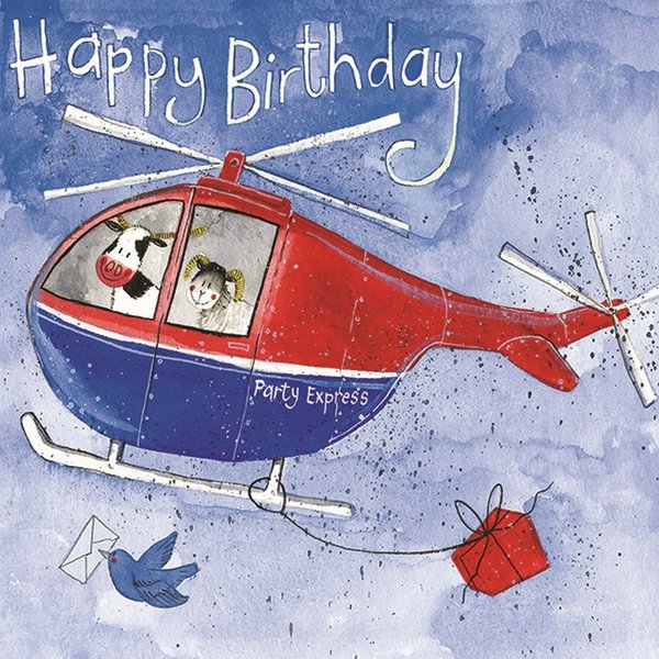 Alex Clark Happy Birthday Karte - Helicopter