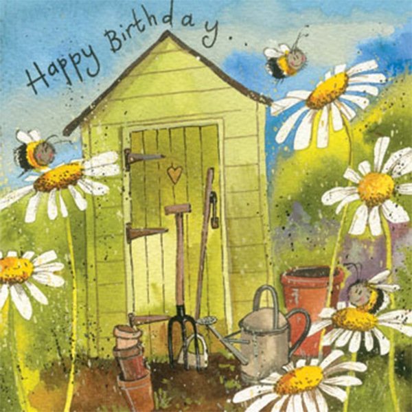 Alex Clark Geburtstagskarte - Garten- Gartenhaus