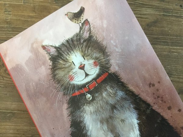 Alex Clark - Notizbuch Softcover - Katze mit Vogel