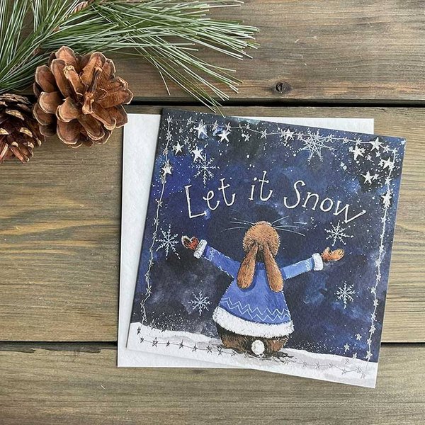 Alex Clark - Weihnachtskarte - Let ist snow - Hase Sterne