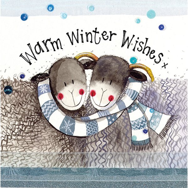 Alex Clark - Weihnachtskarte Schafe mit Schal - winter Wishes