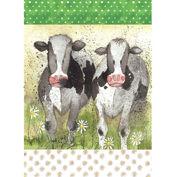 Alex Clark Art – Geschirrtuch neugierige Kühe - Baumwolle