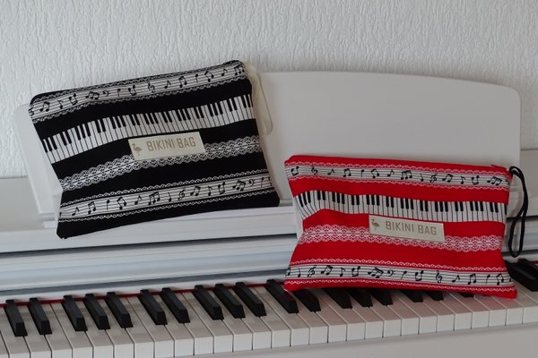 Bikini Bag - Klaviertastatur - Musiknoten rot - Unikat