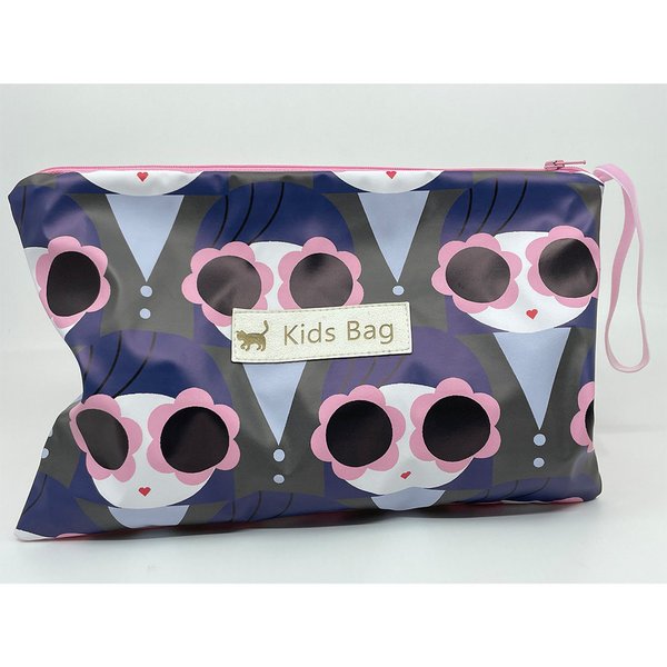 Kids Bag - Retro Lady blau rosa rosa- wasserabweisend