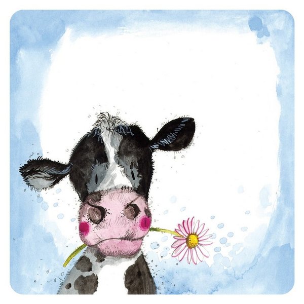Alex Clark Art - Untersetzer Kork - Kuh mit Blume