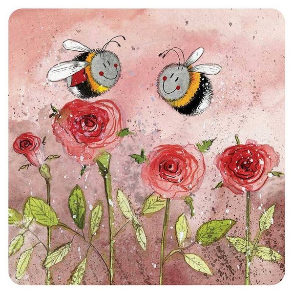 Alex Clark Art - Untersetzer Kork - Bienen und Rosen