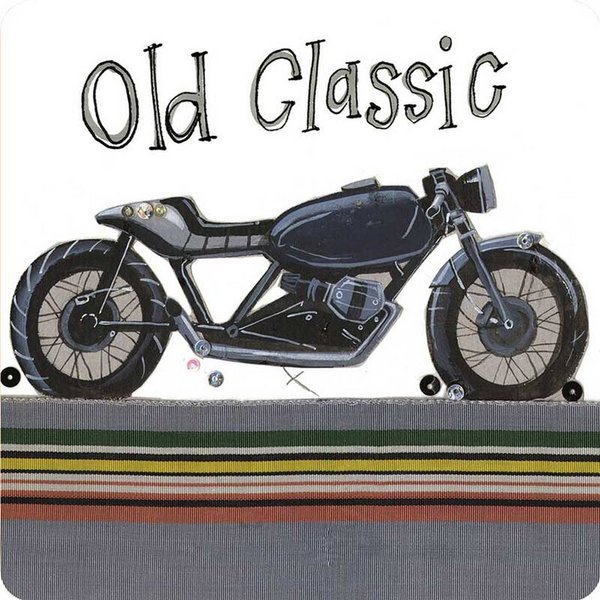 Alex Clark Art - Untersetzer Kork - Old Classic Motorbike