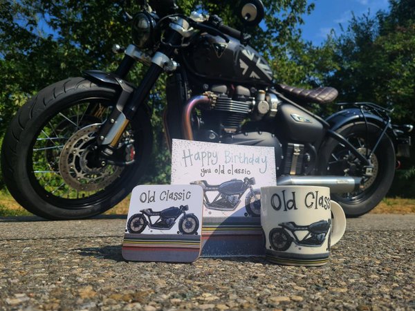 Alex Clark - Geburtstagskarte - old classic Motorbike