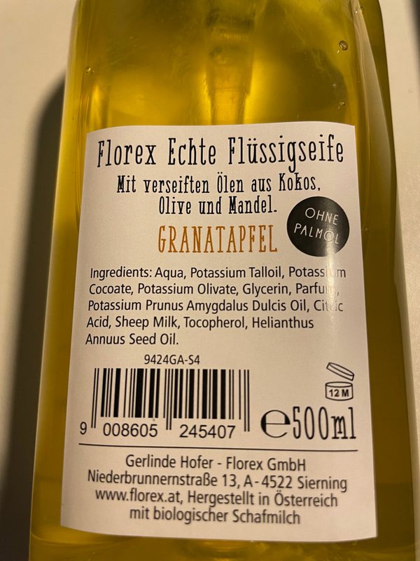 Florex - Pflanzenölseife kaltgerührt rückfettend - Granatapfel