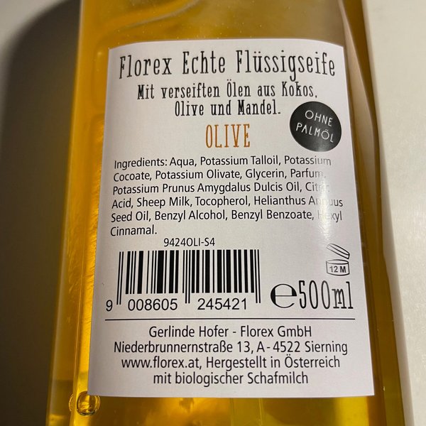 Florex - Pflanzenölseife flüssig - rückfettend - Olive