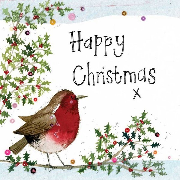 Alex Clark - Weihnachtskarte -Rotkehlchen - Happy Christmas