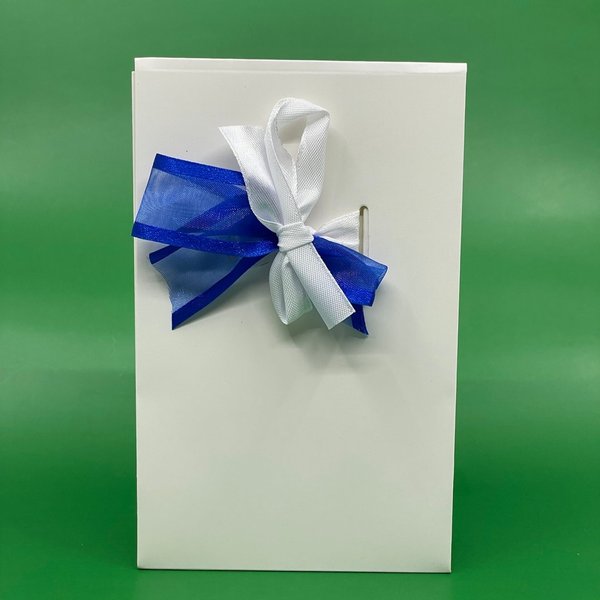 Geschenkverpackung klein - Satinband blau