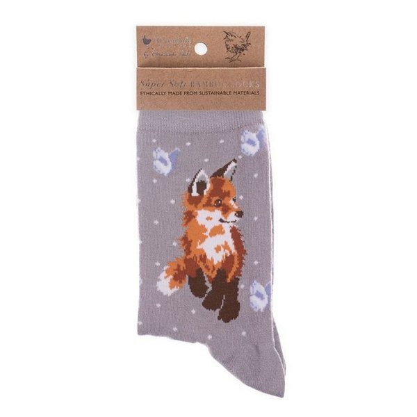 Wrendale Socken - Fuchs grau - Bambus 100% Öko-Tex