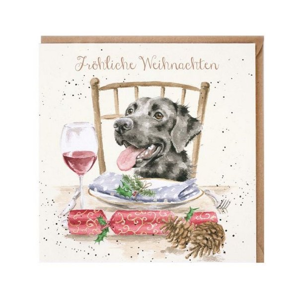 Wrendale - Weihnachtskarte - Labrador am Weihnachtstisch
