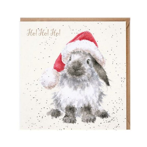 Wrendale - Weihnachtskarte - Hase mit Weihnachtsmütze
