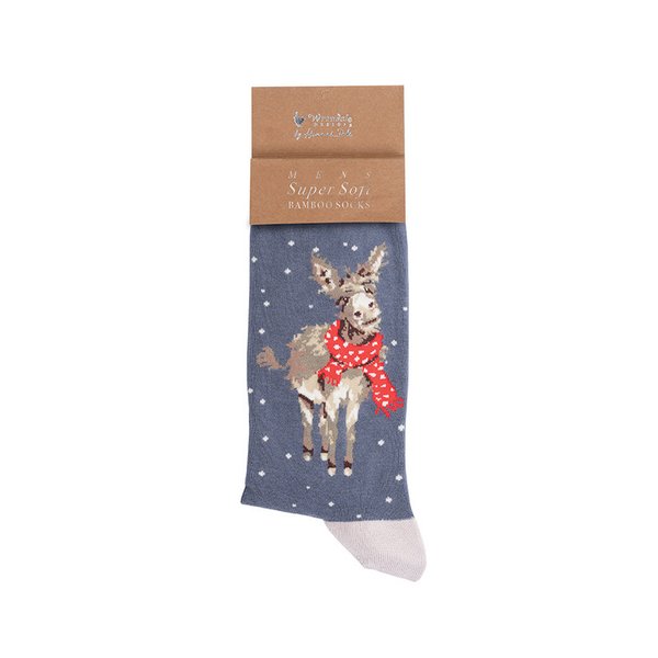 Wrendale Herren Weihnachtssocken - charmanter Esel mit Schal